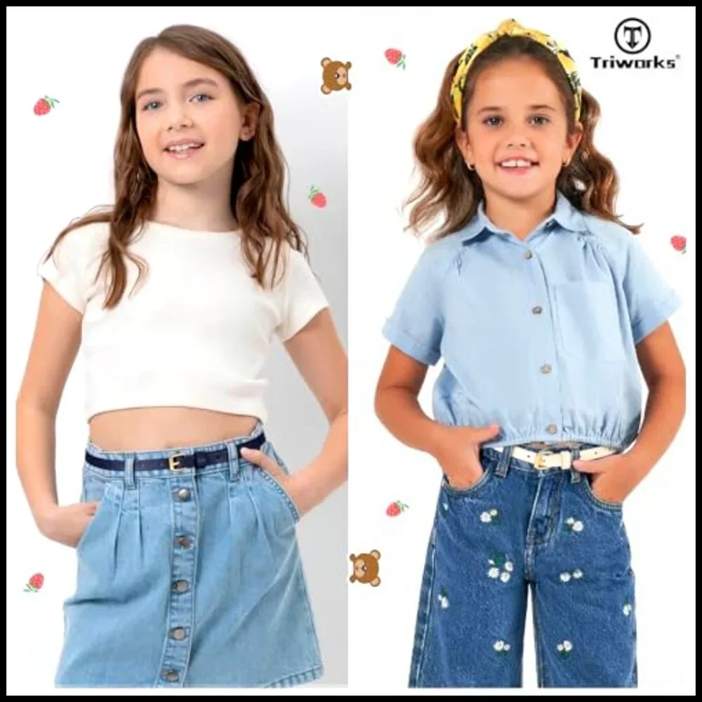Girls Skinny Leather Belts Set 4 Pack Thin Waist Belts Gold Buckle Classic